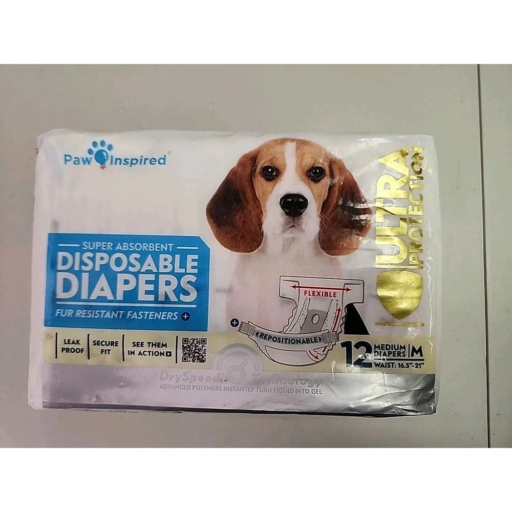 Paw Inspired Ultra Protection Disposable Diaper Sz M Dogs Pkg of 12, Training
